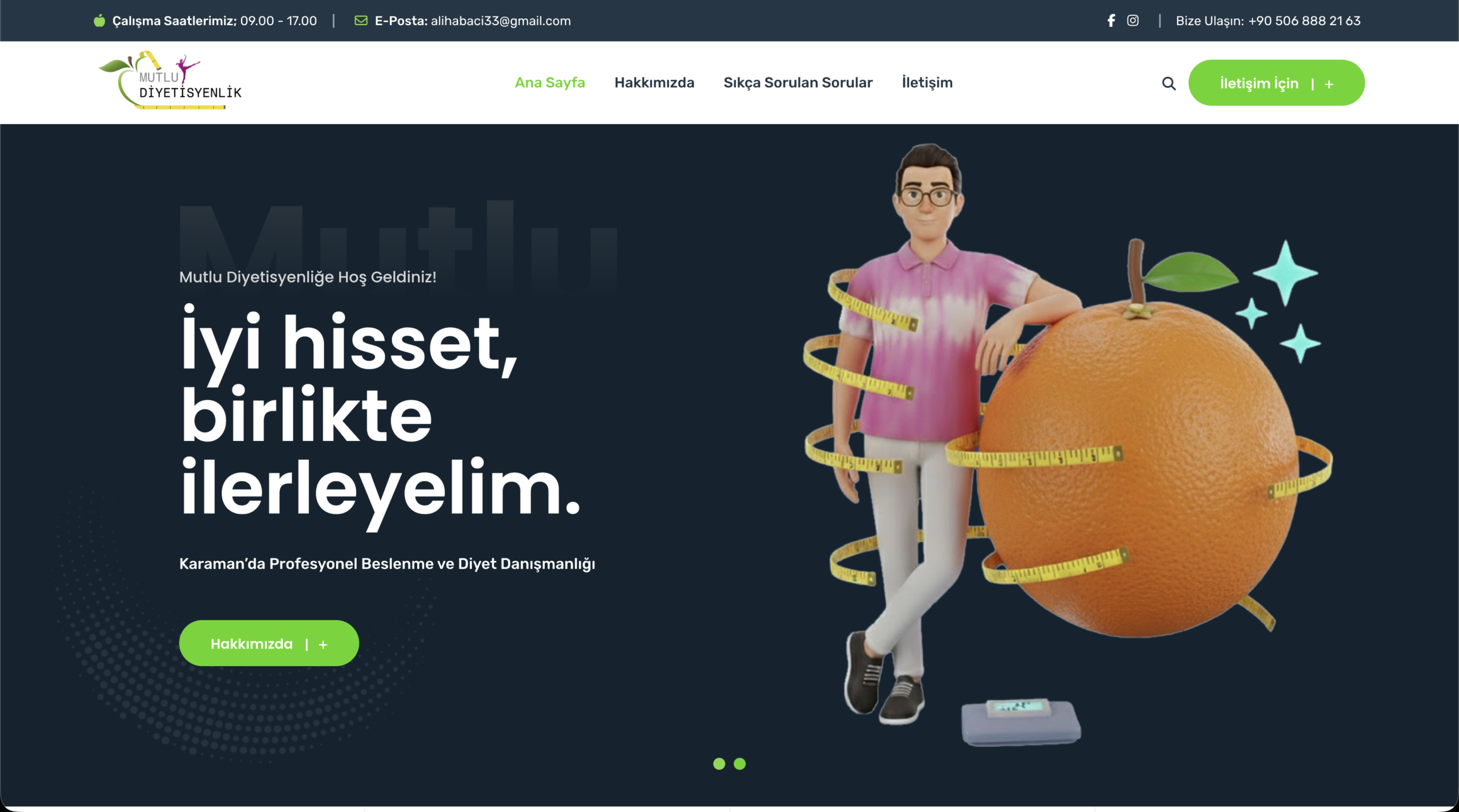 Mutlu Diyetisyenlik proje ekranı