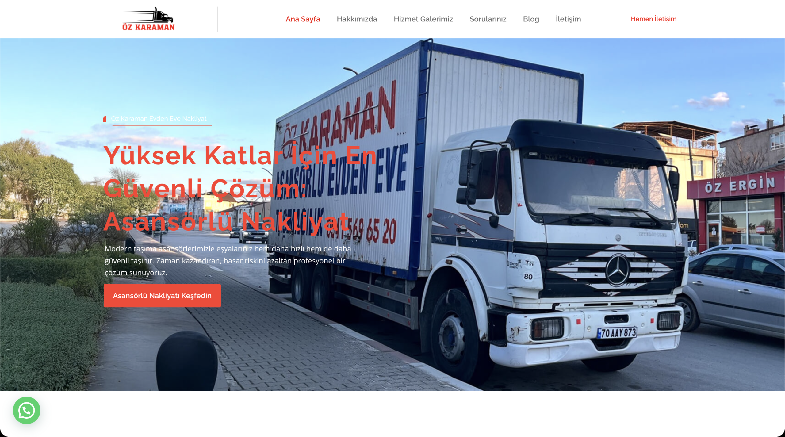 Öz Karaman Nakliyat proje ekranı