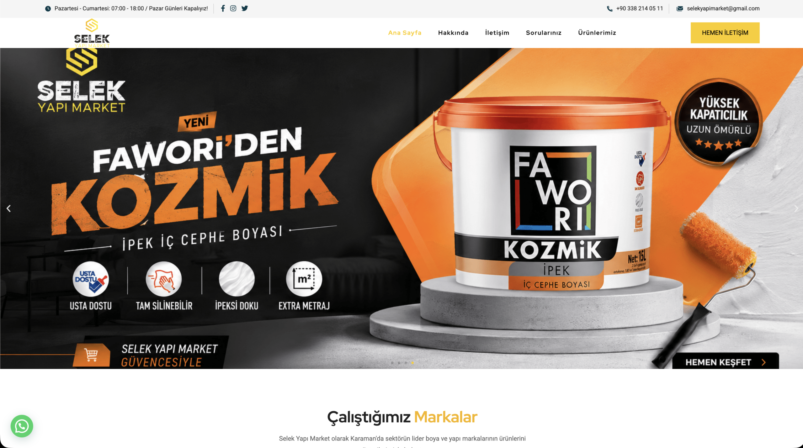Selek Yapı Market proje ekranı